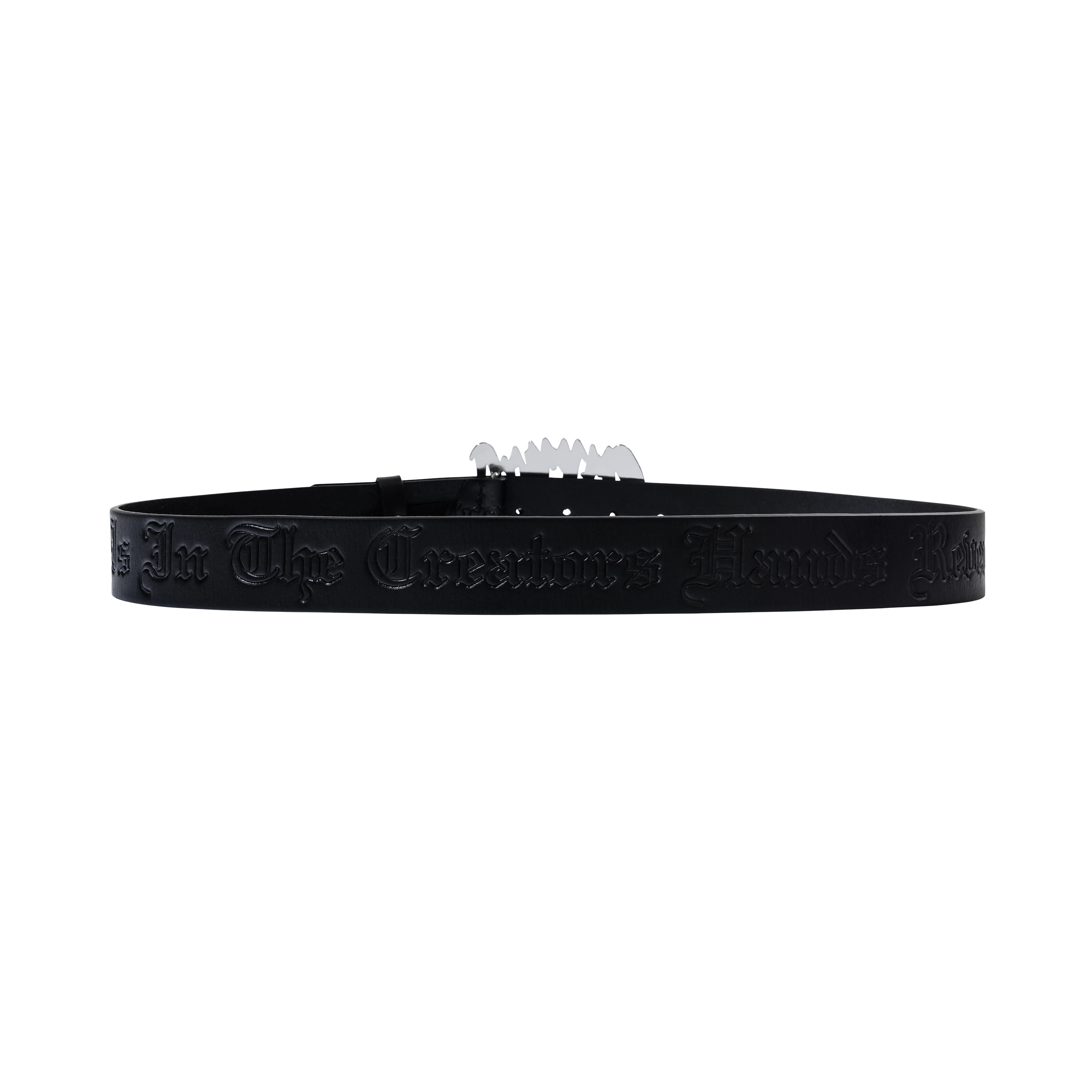 ARCH LOGO DEBOSSED LEATHER BELT BLACK - Image 3